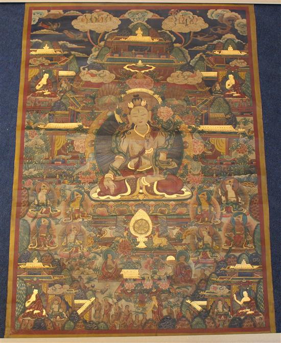 A Tibetan thangka of White Tara, 20th century, 83 x 58.5cm